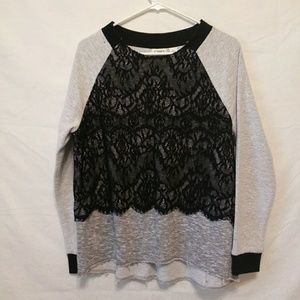 Cato Sweatshirt with Black Lace Overlay
